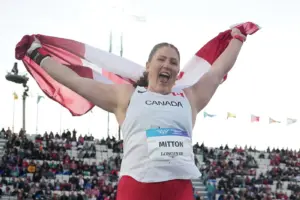 Canada's Sarah Mitton repeats as shot put champion at Commonwealth Games