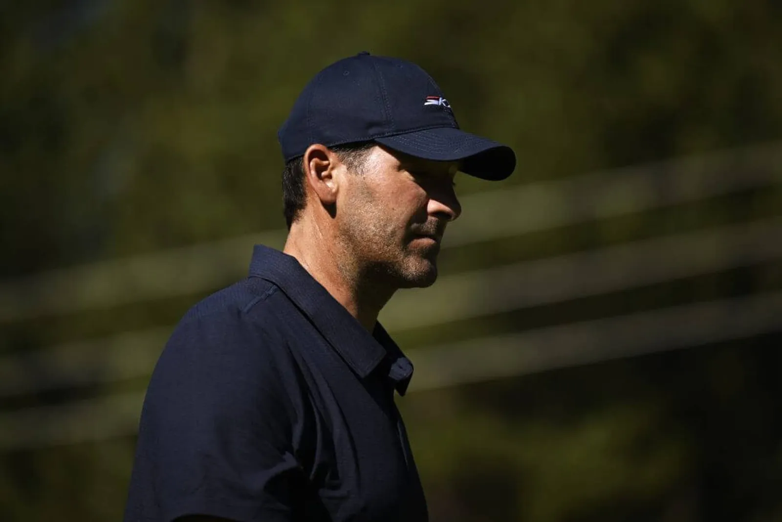 Tony Romo stands in the 18th tee box prior to the American Century Championship at Edgewood Tahoe Golf Course on July 10, 2025 in Stateline, Nevada.