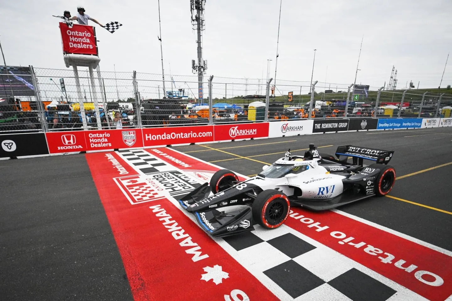 Marcus Ericsson, of Sweden, crosses the finish line to win the 2026 Honda Indy in Markham, Ont., on Sunday, Aug. 16, 2026. THE CANADIAN PRESS/Sammy KoganMarcus Ericsson, of Sweden, crosses the finish line to win the 2026 Honda Indy in Markham, Ont., on Sunday, Aug. 16, 2026. THE CANADIAN PRESS/Sammy Kogan