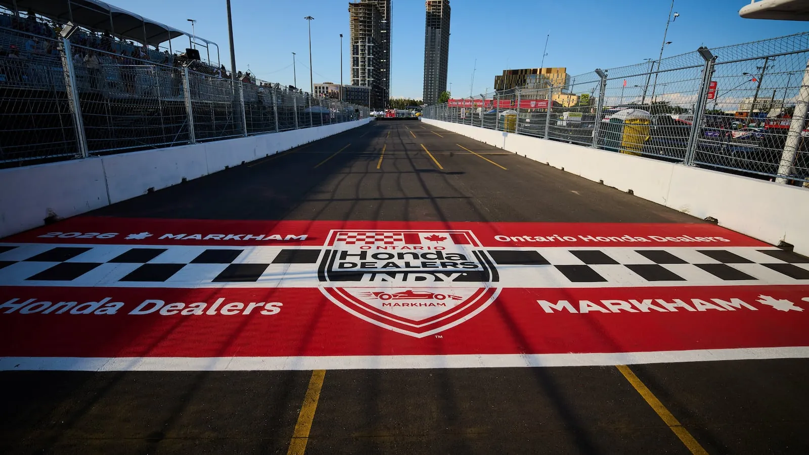 The finish line of the 2026 Honda Indy in Markham, on Friday, Aug. 14, 2026. THE CANADIAN PRESS/Sammy Kogan(Sammy Kogan/The Canadian Press)