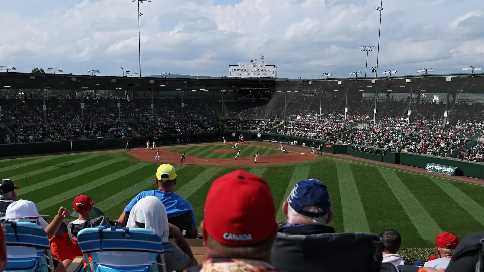 SOUTH WILLIAMSPORT, PENNSYLVANIA - AUGUST 24: A general view as Asia-Pacific Region team from Taoyuan City, Chinese Taipei plays against Mountain Region from Las Vegas, Nevada during the 2025 Little League World Series Championship at Howard J. Lamade Stadium on August 24, 2025 in South Williamsport, Pennsylvania. (Photo by Patrick Smith/Getty Images)(Patrick Smith/Getty Images)