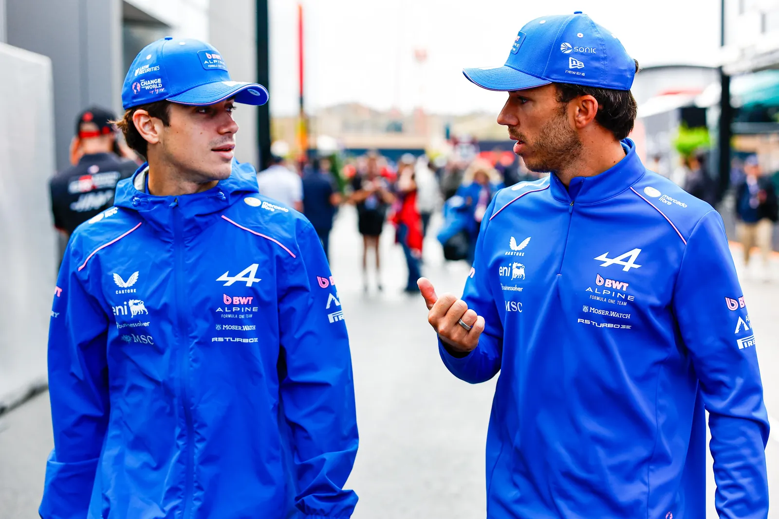 ZANDVOORT, NETHERLANDS - AUGUST 22: Franco Colapinto of Argentina and Alpine F1 and Pierre Gasly of